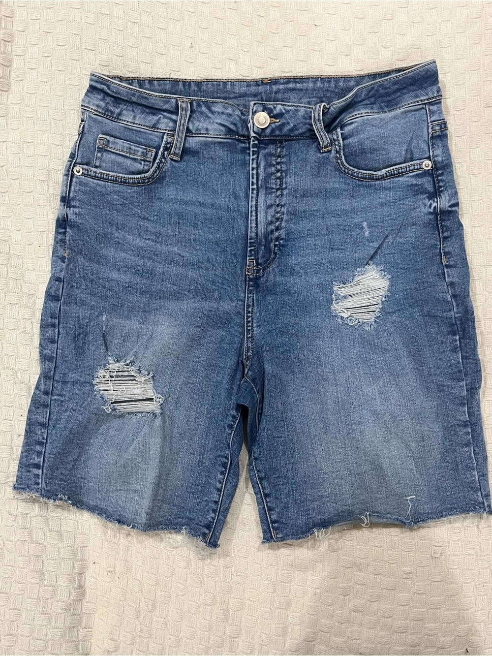 George Distressed Jean Shorts